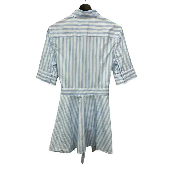 ROSETTA GETTY Apron Wrap Stripe Cotton Shirt  Baby Blue White - Picture 9 of 12